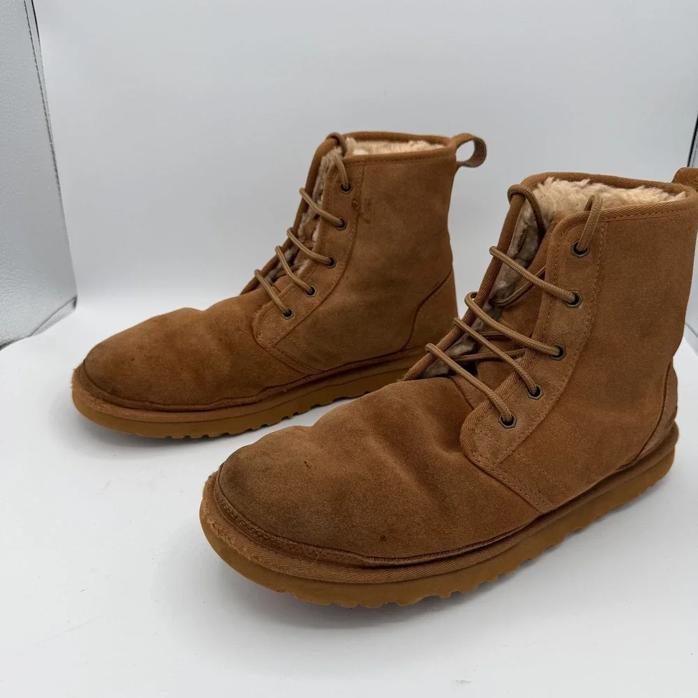 UGG Neumel Boots Mens Size 12 Good Chestnut Suede Lace Up Chukka
